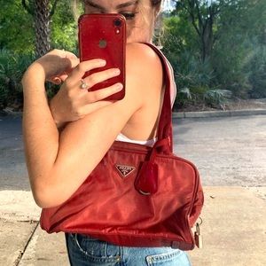 Vintage red Prada nylon tessuto bag